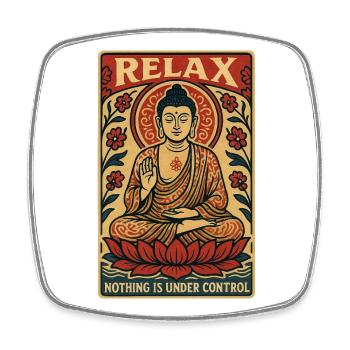 Relax Buddha Meditation Art - Square fridge magnet - white - Front