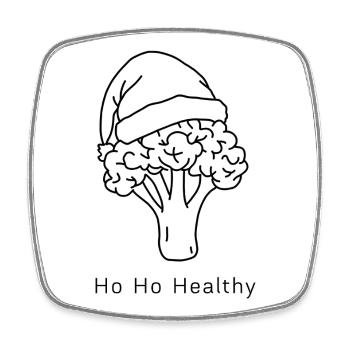 Ho Ho Healthy – Brokkoli mit Weihnachtsmütze - Viereckiger Kühlschrankmagnet - Weiß - Vorne