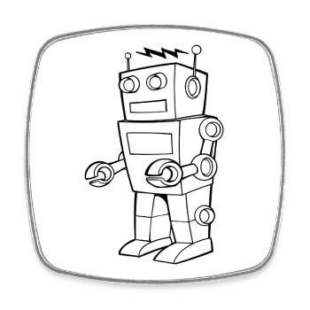 Roboter Vintage Skizze Design - Viereckiger Kühlschrankmagnet - Weiß - Vorne