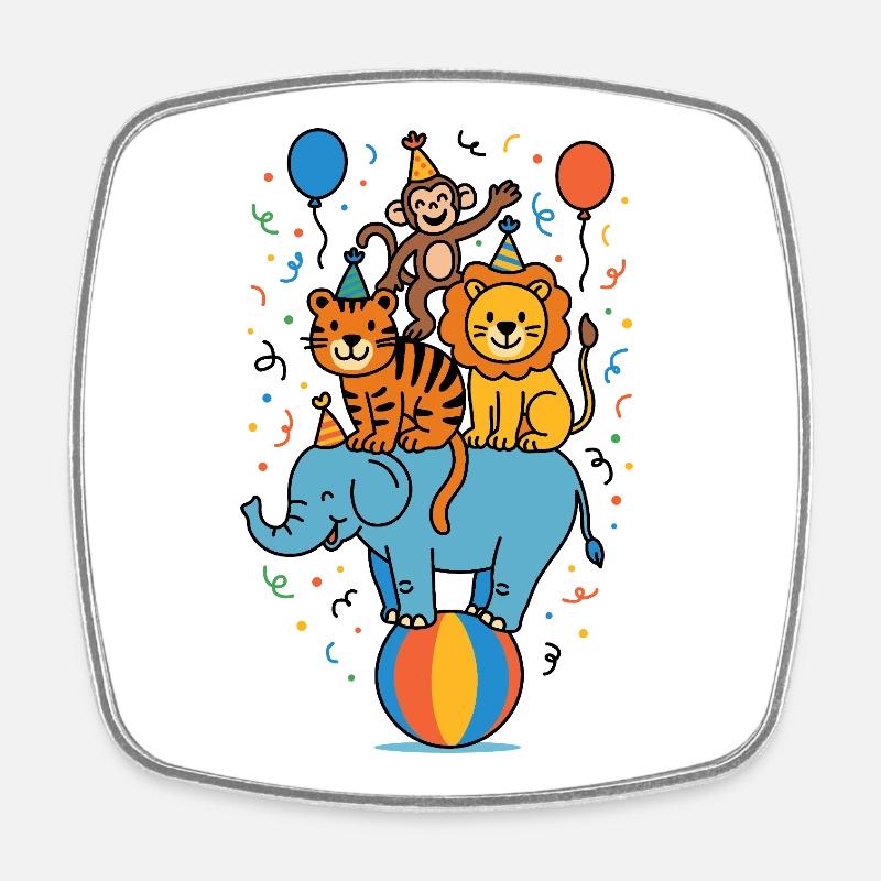 Circus Party Animals - Square fridge magnet - white