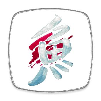 Fish (Sakana) Japanese - KANJI ink - Square fridge magnet - white - Front
