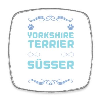 Dicton de chien Yorkshire Terrier - Magnet carré - blanc - Devant
