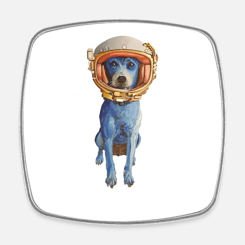 Laly Blue astronaut in space helmet - Square fridge magnet - white