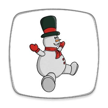 Skurriler Schneemann mit Zylinder und Schal - Viereckiger Kühlschrankmagnet - Weiß - Vorne