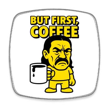 Homme de café - Magnet carré - blanc - Devant