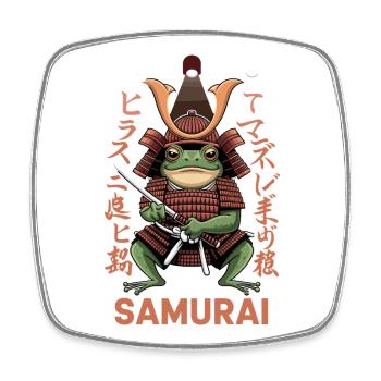 Samurai Frog Warrior Illustration with - Square fridge magnet - white - Front