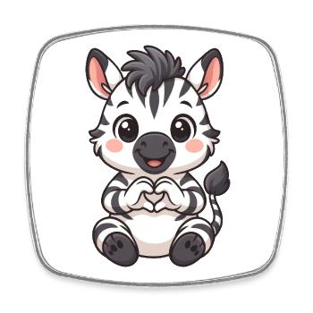 Cute Zebra with Heart Hands - Square fridge magnet - white - Front