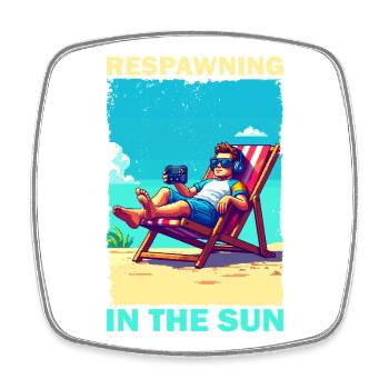 Pixel art plage jeunesse avec des éléments de jeu - Magnet carré - blanc - Devant