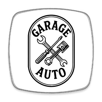 Car garage - Square fridge magnet - white - Front