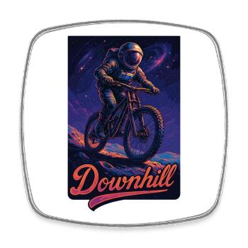 MTB Mountain Biking Downhill Astronaut Gift - Square fridge magnet - white - Front