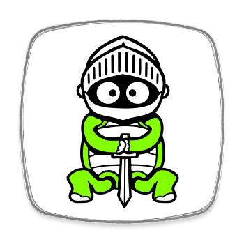 Turtle Knight Sword Fighter Armor Helmet - Square fridge magnet - white - Front