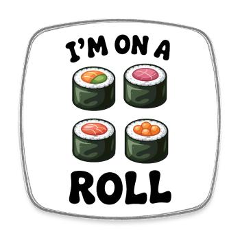 Sushi Roll Citation amusante - Magnet carré - blanc - Devant