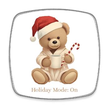 Cozy Teddy Xmas – Holiday Mode: On - Square fridge magnet - white - Front