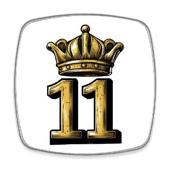 11 Number Crown - Square fridge magnet - white - Front