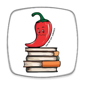 Hot Reads | Funny Chili BookTok Design - Square fridge magnet - white - Front