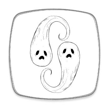Duo_de_fantomes - Square fridge magnet - white - Front