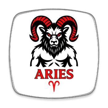 Aries Sternzeichen mit Hörnersymbol - Viereckiger Kühlschrankmagnet - Weiß - Vorne