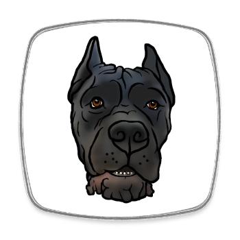 Cane Corso kupiert Kopf im Comicstyle - Viereckiger Kühlschrankmagnet - Weiß - Vorne