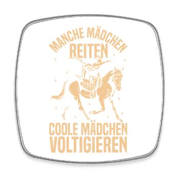 Coole Mädchen Voltigieren Pferd Reiten - Viereckiger Kühlschrankmagnet - Weiß - Vorne