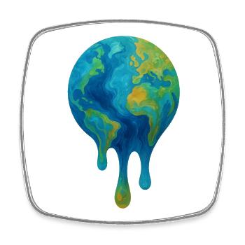 Melting Globe – Art abstrait du climat - Magnet carré - blanc - Devant
