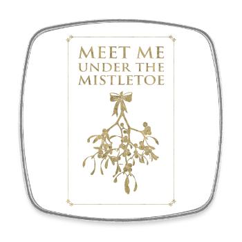 Meet Me Under the Mistletoe - Retro Style in Gold  - Viereckiger Kühlschrankmagnet - Weiß - Vorne