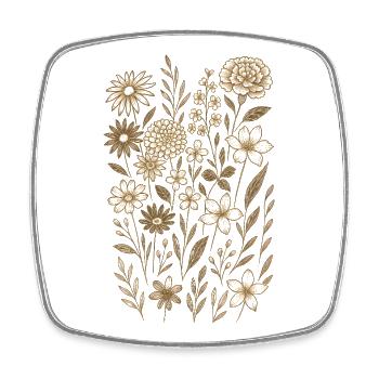 Vintage Blumen Boho Cottagecore - Viereckiger Kühlschrankmagnet - Weiß - Vorne