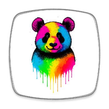 Regenbogen Panda Tropfende Kunst - Viereckiger Kühlschrankmagnet - Weiß - Vorne