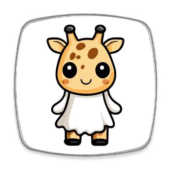 Giraffe Halloween Ghost - Square fridge magnet - white - Front