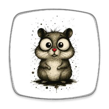 Lustiger Hamster mit großen Augen – Comic Splash - Viereckiger Kühlschrankmagnet - Weiß - Vorne