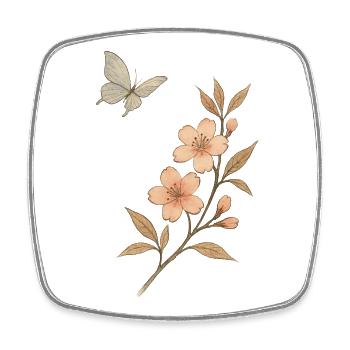 Watercolor Flower Branch Butterfly - Square fridge magnet - white - Front