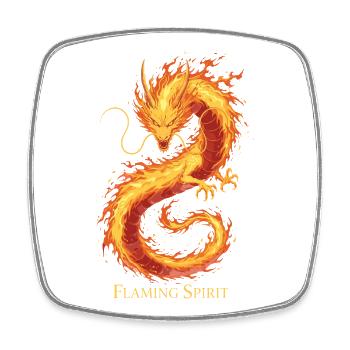 Dragon fantôme enflammé - Magnet carré - blanc - Devant
