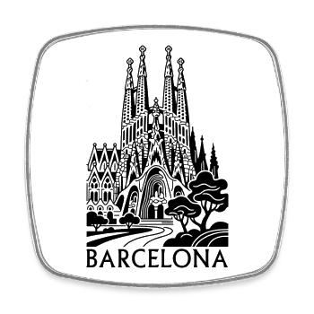 Barcelona Silhouette T-Shirt - Magnet carré - blanc - Devant