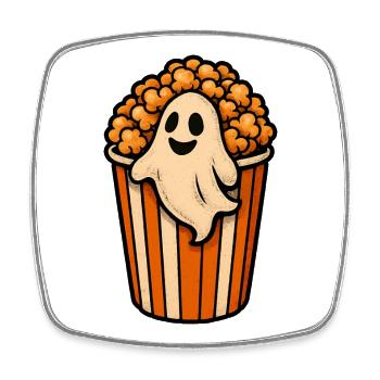 Popcorn ghost in the popcorn pot - Square fridge magnet - white - Front