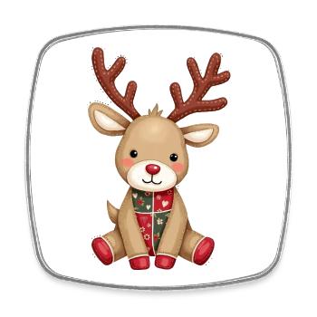 Patchwork Reindeer Winter Love - Square fridge magnet - white - Front