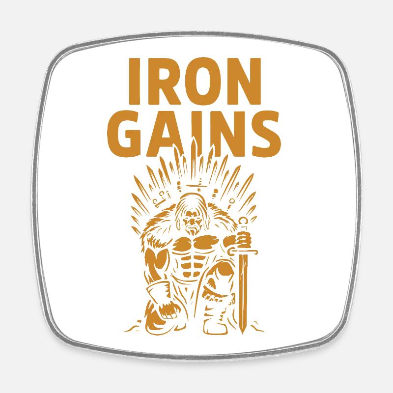Iron Gains Warrior - Square fridge magnet - white