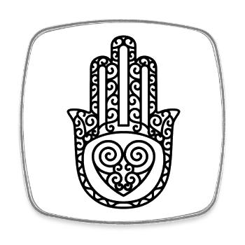 Hamsa – Hand of Fatima: Schutz & Glück - Viereckiger Kühlschrankmagnet - Weiß - Vorne