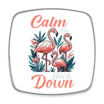 Calms the flock of flamingos - Square fridge magnet - white - Front
