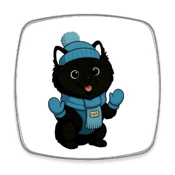 Chien câlin avec chapeau bleu et écharpe - Magnet carré - blanc - Devant