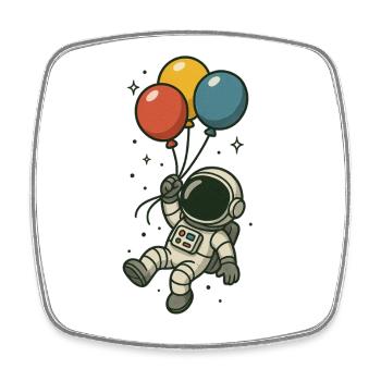 Astronaute avec des ballons - Magnet carré - blanc - Devant