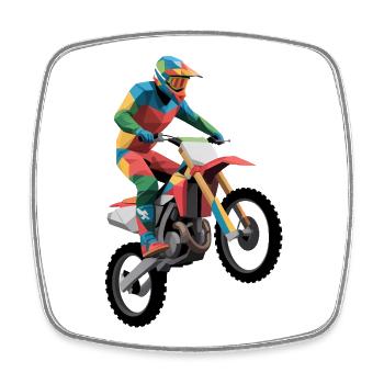 Motocross - Cooles Motorrad Logo - Viereckiger Kühlschrankmagnet - Weiß - Vorne