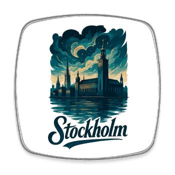 Stockholm Yellow Blue Capital Sweden Gift - Square fridge magnet - white - Front