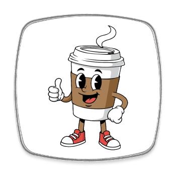 Cartoon Kaffeetasse Comic Koffein - Viereckiger Kühlschrankmagnet - Weiß - Vorne