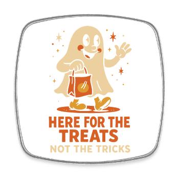 Ici, pour les friandises, pas pour les tours mignon Halloween - Magnet carré - blanc - Devant