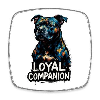 Staffordshire Bull Terrier - Compagnon Loyal - Magnet carré - blanc - Devant