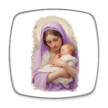 Madonna - Die Jungfrau Maria mit dem Jesuskind - Viereckiger Kühlschrankmagnet - Weiß - Vorne