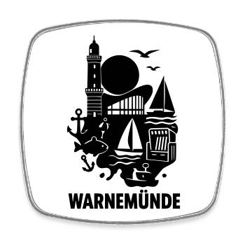 Warnemünde Silhouette - Magnet carré - blanc - Devant