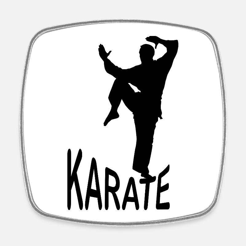 Karate Silhouette – Kiai Pose | Minimal Dojo Desig - Square fridge magnet - white