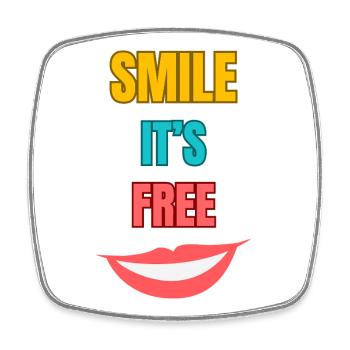 Smile Its Free Typography - Square fridge magnet - white - Front