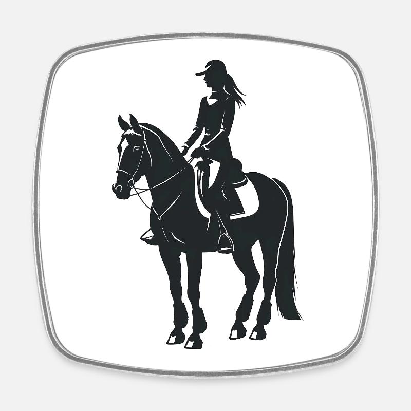 Équidé et cheval - Logo Cool Silhouette - Magnet carré - blanc