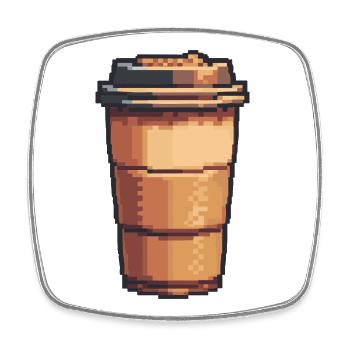 Pixel Kaffeebecher Kunst - Viereckiger Kühlschrankmagnet - Weiß - Vorne